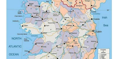 ನಕ್ಷೆ ಐರ್ಲೆಂಡ್ ನಗರಗಳು