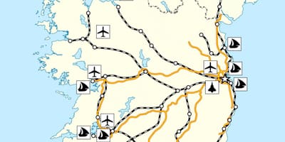 ನಕ್ಷೆ ಐರ್ಲೆಂಡ್ ಸಾರಿಗೆ