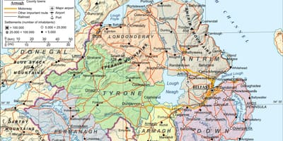 ನಕ್ಷೆ ವಿಮಾನ ಉತ್ತರ ಐರ್ಲೆಂಡ್